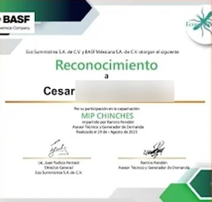 Reconocimiento de Eco Suministros y BASF en MIP Chinches